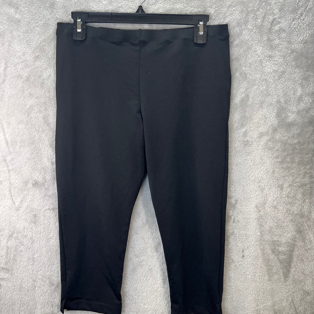 Prospirit Dry F-X Black Capri Leggings Womens L Rear Zip Pocket Yoga‎ Sporty Gym